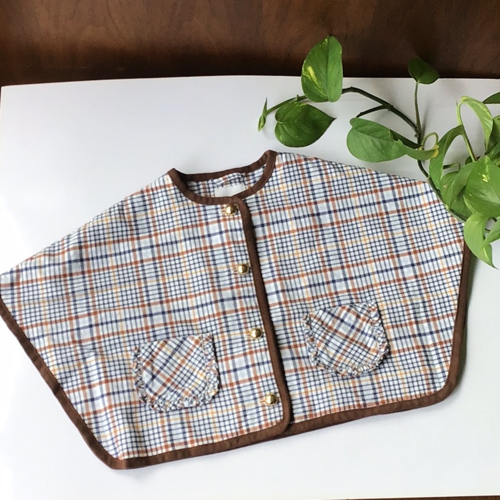 Janie and Jack Toddler Girls Plaid Cape Horse Trail Poncho 18-24 months